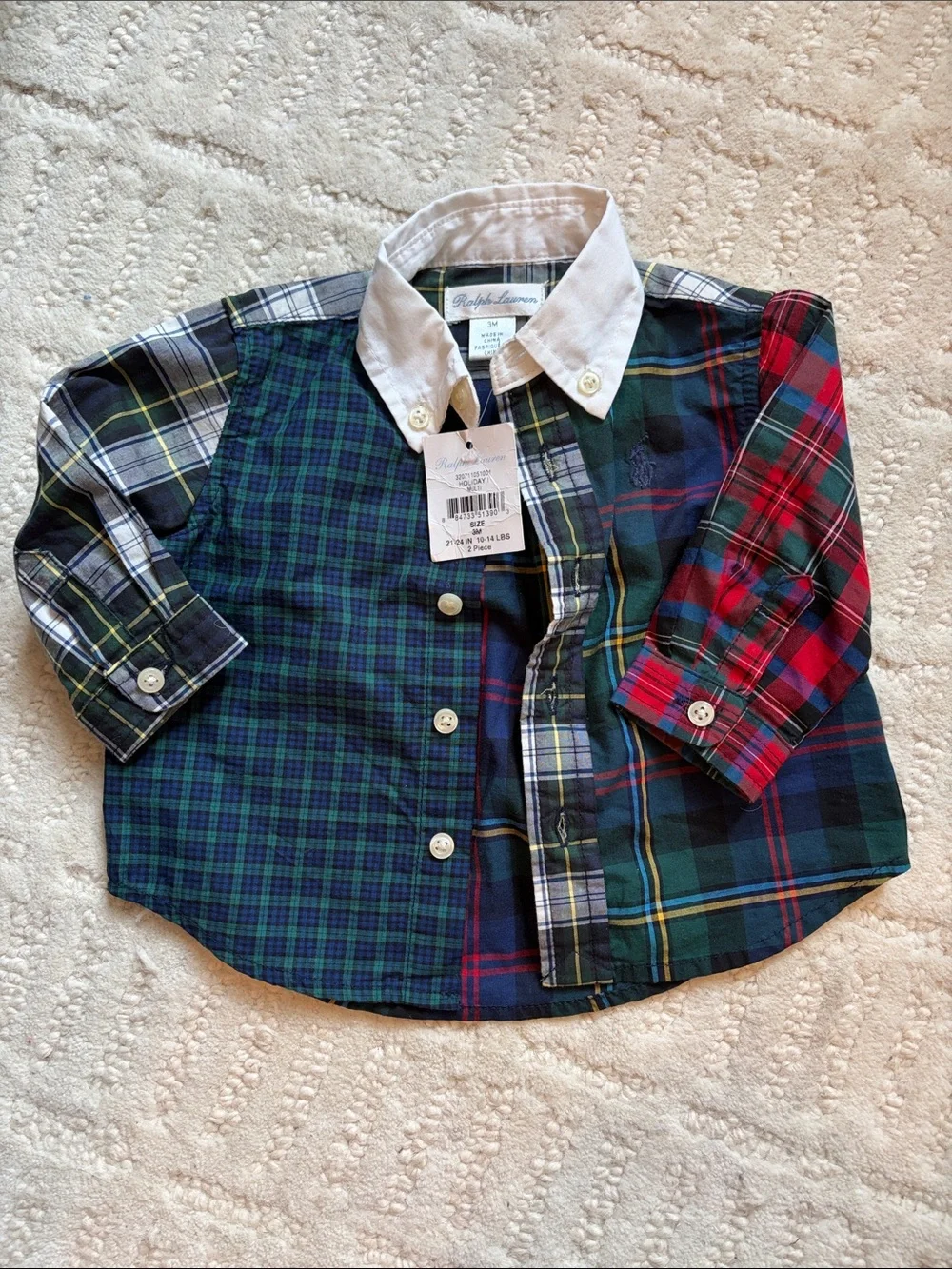 Ralph Lauren 3m plaid Christmas button down NWT